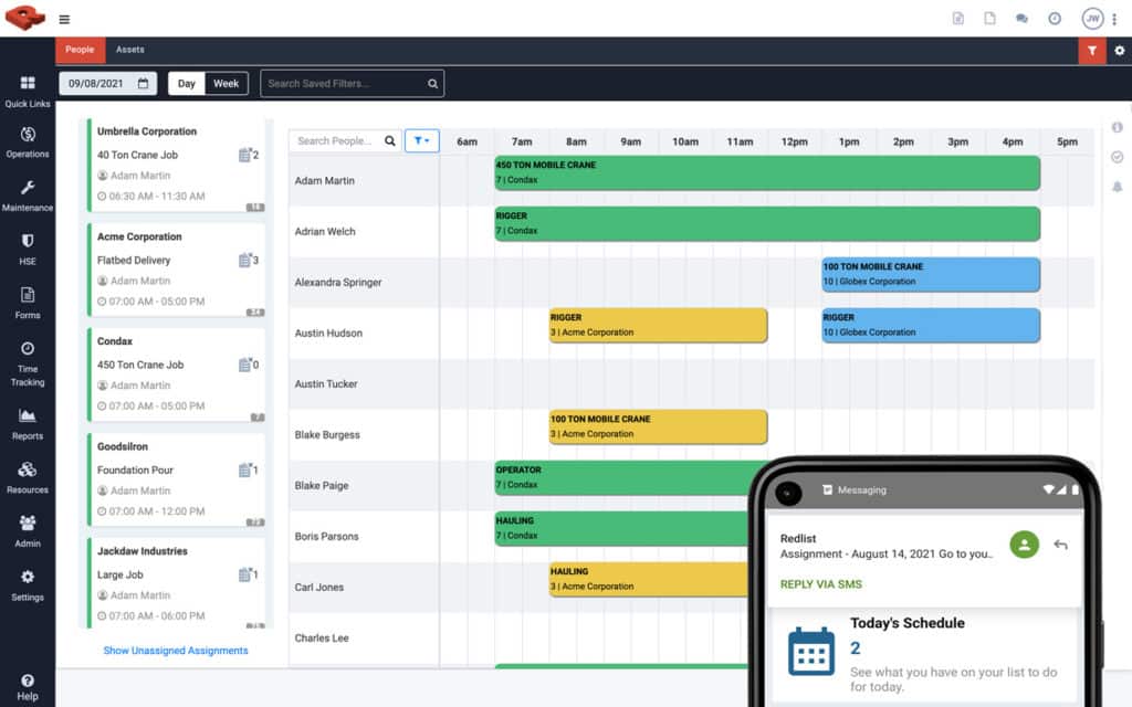 Redlist Field Service Management Application UI with Mobile Device