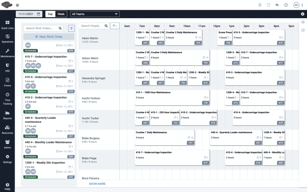 Redlist Maintenance Planner Screen