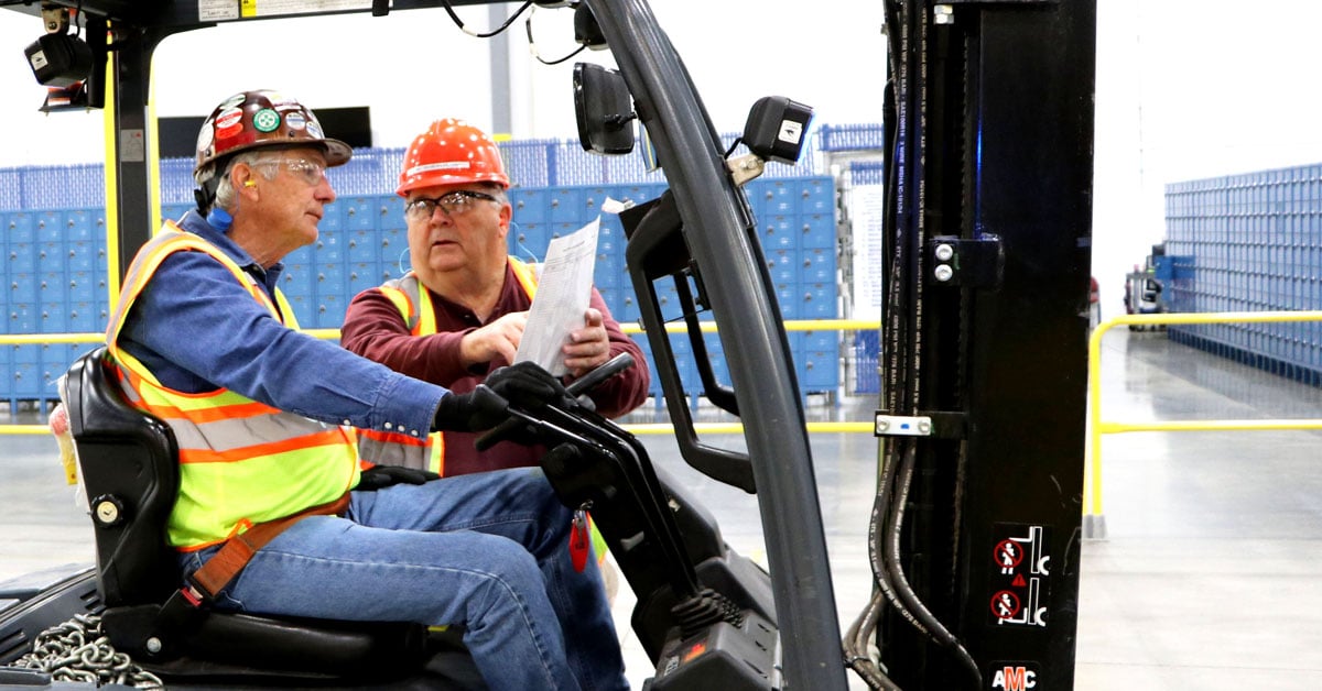 Jim Shephard doing fork lift training